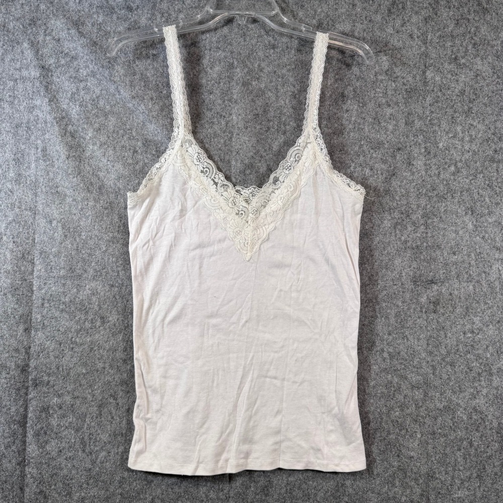Y2K Rue 21 Lace Trim Cami Tank Top Size XL White Feminine Coquette Babytee